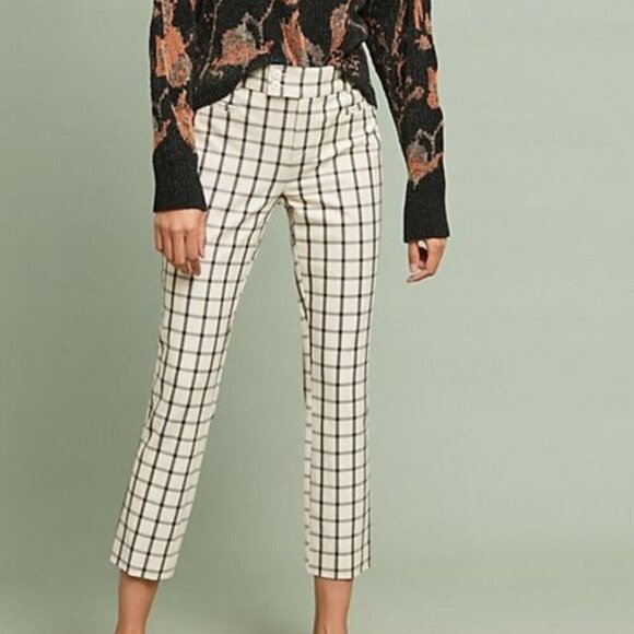 ANTHROPOLOGIE The Essential Slim Pant Check Plaid Windowpane 2T TALL LONG Inseam - Picture 9 of 9